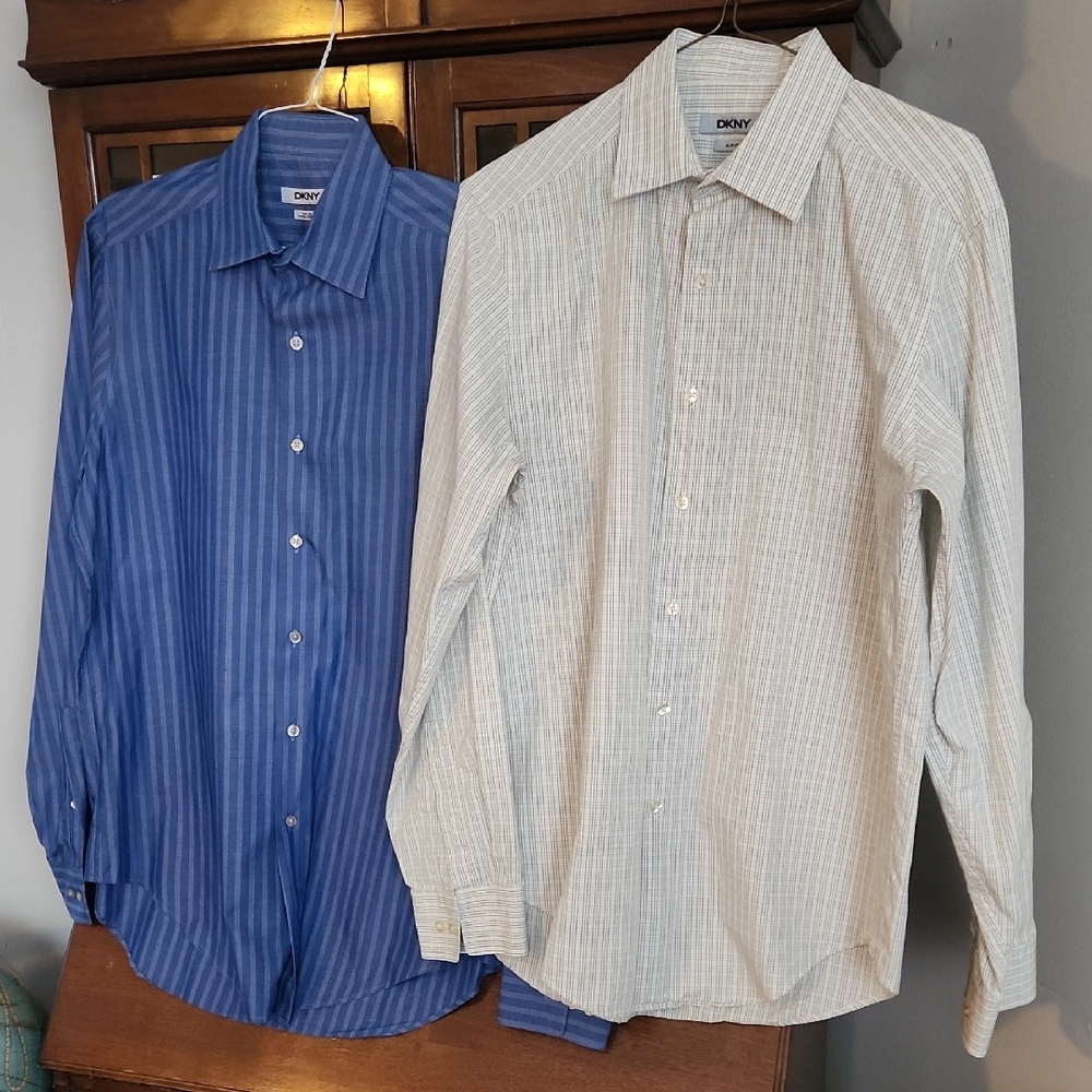 DKNY Blue and White Dress Shirts for  Any Occasions